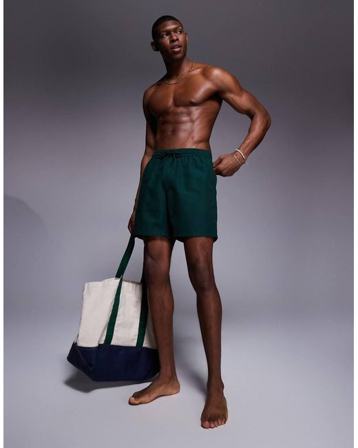 Pantaloncini Da Bagno Lunghezza Media Scuro di ASOS in Blue da Uomo