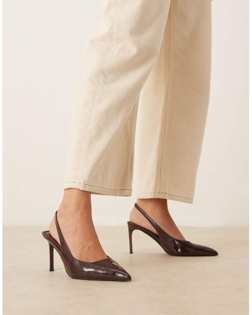 Zapatos Marrón Destalonados De Tacón De Aguja Medio Spicy De ASOS de color Natural