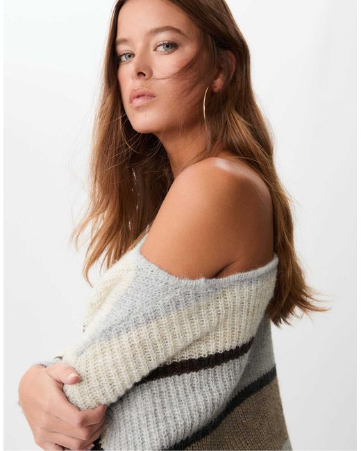 Stradivarius White – gestreifter pullover