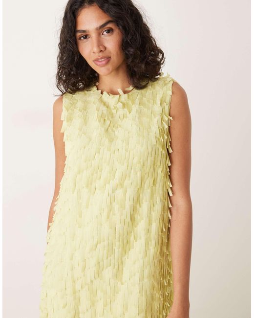 Robe mi-longue effet 3d - olive Ghospell en coloris Yellow
