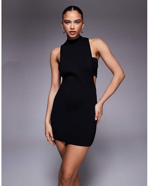 Mango Black Featuring Kaia Gerber High Neck Cut Out Mini Dress