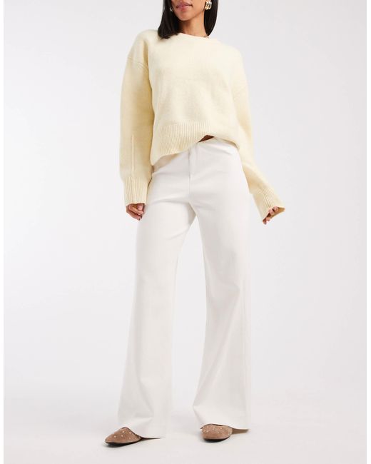 ASOS Natural Basic Wide Leg Interlock Jersey Trouser