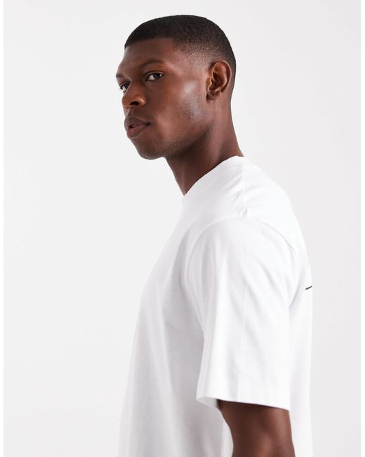 Jack & Jones White Oversized Project Core Back Print Tshirt for men