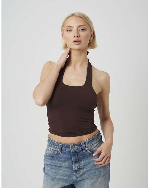 Brave Soul White Jersey Halter Neck Top