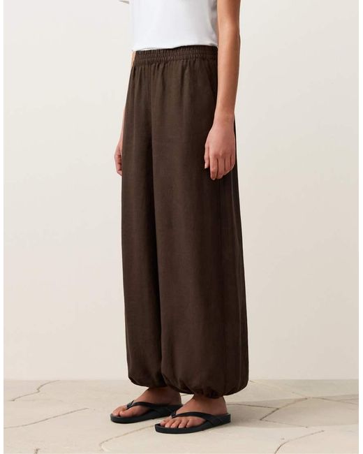Oysho White 100% Linen Bloomer Trousers