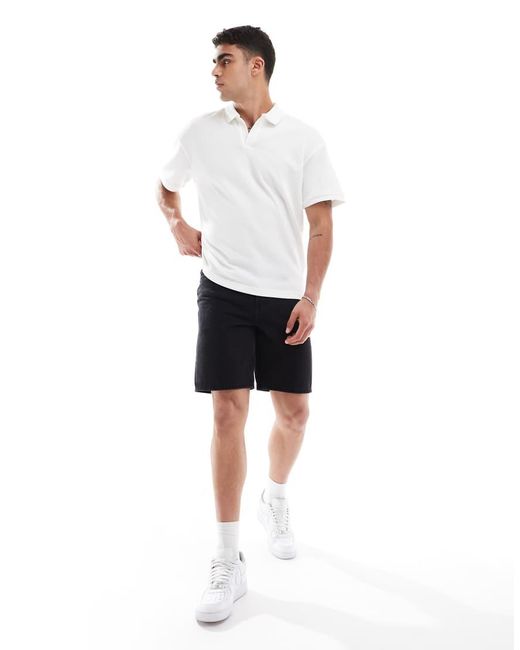 Pantalones Cortos Vaqueros Negro Lavado De Corte Recto Edge De Only & Sons de hombre de color White