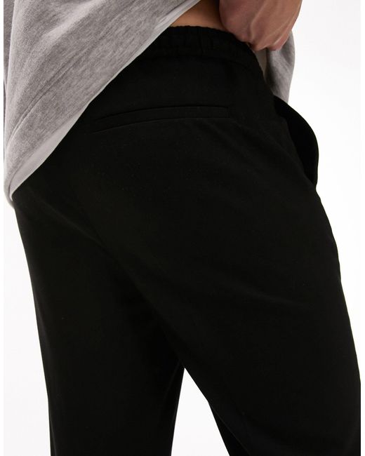 Pantalon élégant ajusté avec taille élastique Topman pour homme en coloris Black