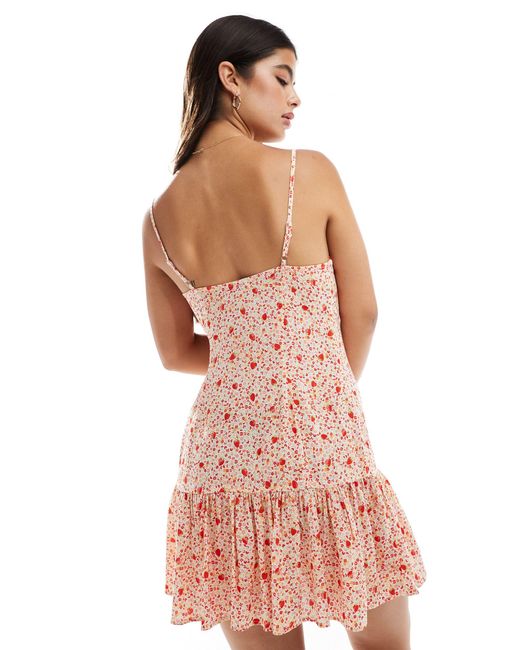 Miss Selfridge Pink Strappy Button Through Mini Dress