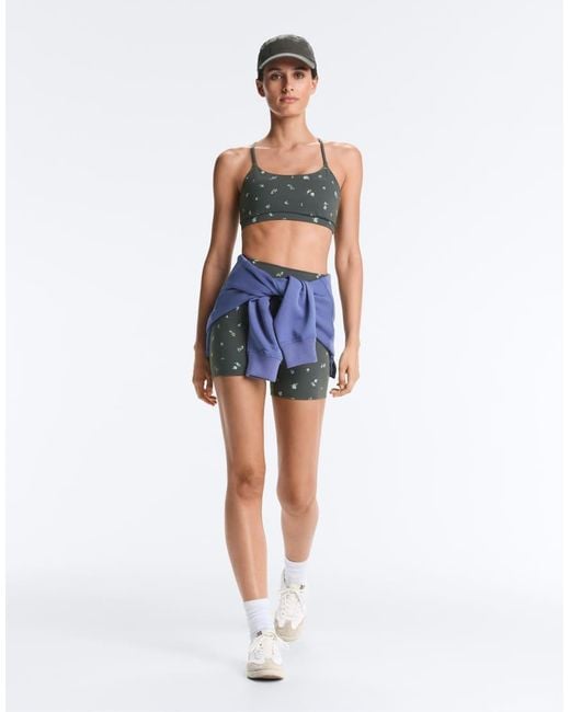 Oysho Blue Evermove Light Support Floral Print Sports Bra