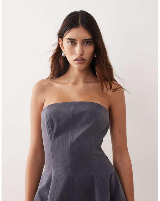ARRANGE Blue Structured Volume Bandeau Midi Dress