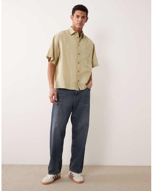 ASOS Natural Oversized Textured Shirt for men