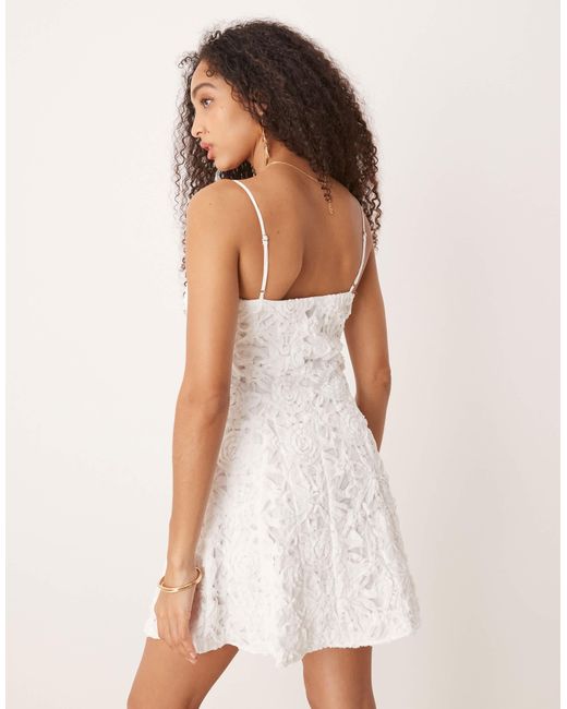 Mango Cotton Floral Applique Mini Dress in White | Lyst Mango Cotton Floral Applique Mini Dress in White | Lyst