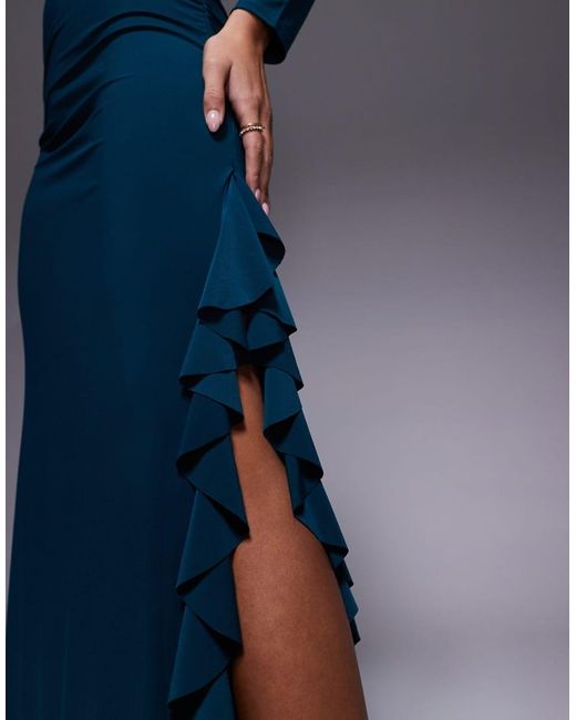 asos blue long sleeve maxi dress A Line Dress ASOS Frill Detail A Line Maxi Dress In 8.7.26 reshoot Elevate your wardrobe with Style:10920W3326BLK Noor Royal Blue Anarkali Lace