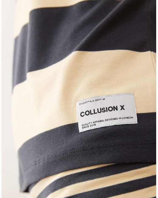 Collusion Gestreepte Gekrompen Polo Met Lange Mouwen, Deel Van Co-Ord Set in het Yellow