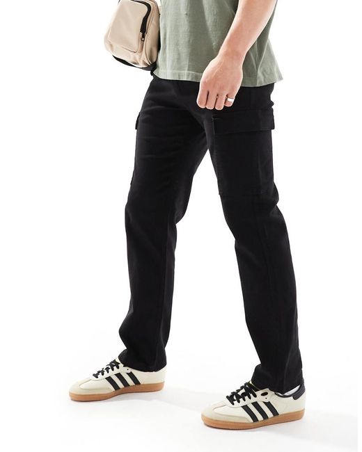 Only & Sons Black Straight Fit Cargo for men
