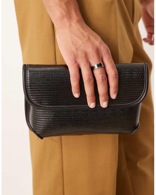 ASOS Crossbody Tas Van Imitatie-Hagedissenleer in het Black voor heren