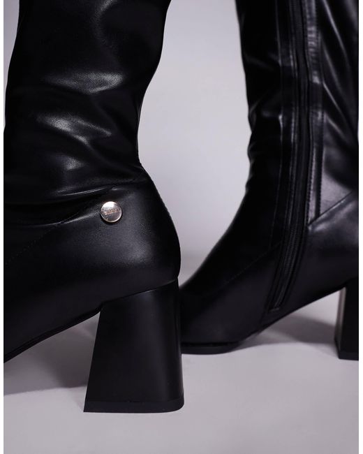 SIMMI Black Simmi London Cole Heeled Knee Boots With Block Heel