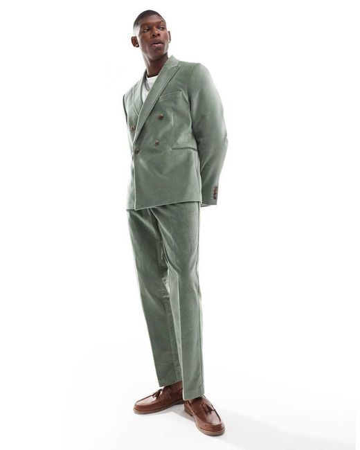 ASOS Green Slim Double Breasted Suit Jacket for men