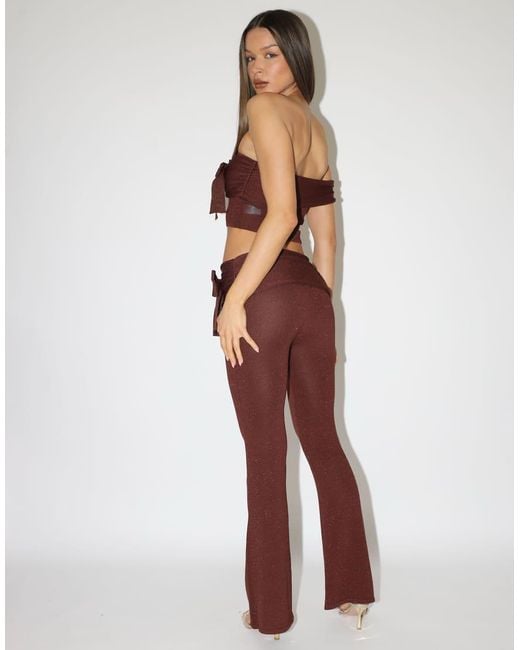 SIMMI Gray Serafina Bow Knit Flared Bottoms