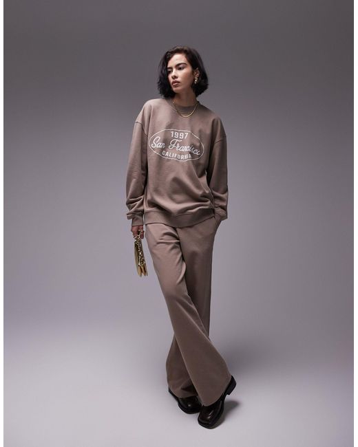TOPSHOP Brown Graphic Co Ord San Fransico Sweat