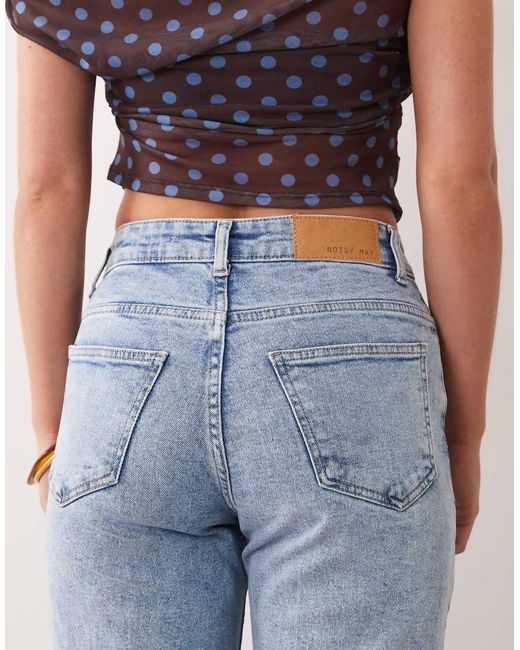 Noisy May Blue Yolanda Mid Rise Straight Leg Jeans