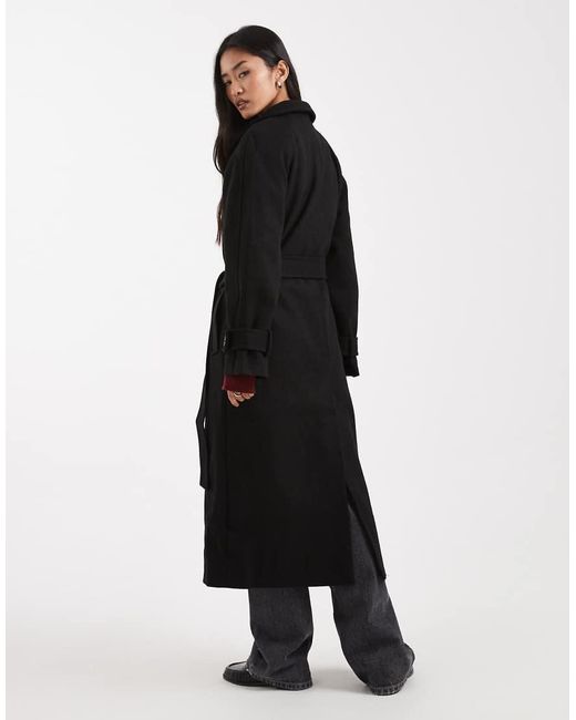 ASOS Blue Funnel Neck Longline Formal Trench Coat