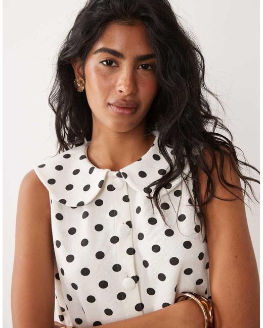 Miss Selfridge Multicolor Peter Pan Collar Button Through Tank