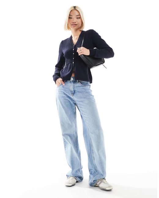 Gilet en maille à col v avec taille structurée ASOS en coloris Blue