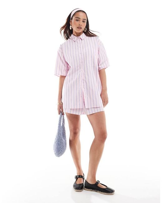 ASOS Pink Short Sleeve Oversized Co-Ord Shirt