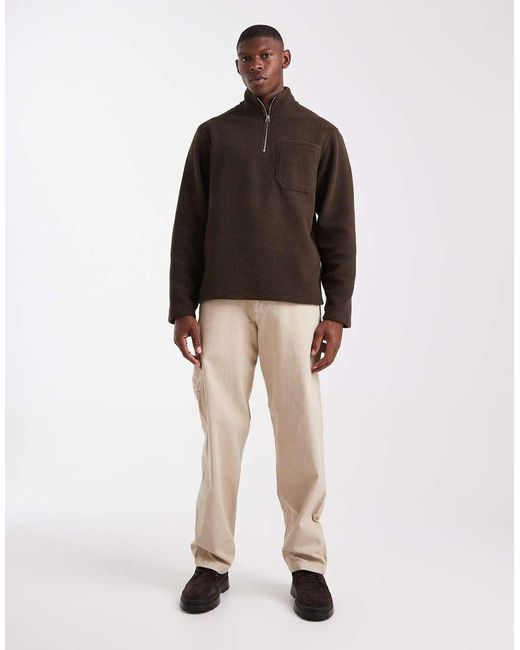 Jack & Jones Brown 1/4 Zip Fleece for men