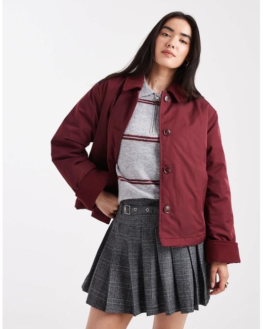 Pieces Red Short Jacket With Cord Collar Detail