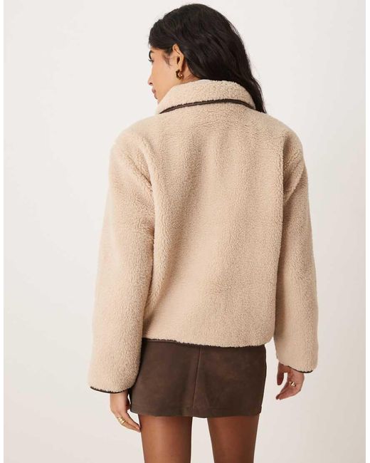 Jdy Natural Contrast Trims Teddy Jacket
