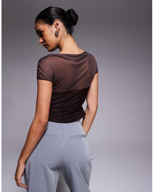 ASOS Brown – figurbetontes oberteil aus netzstoff