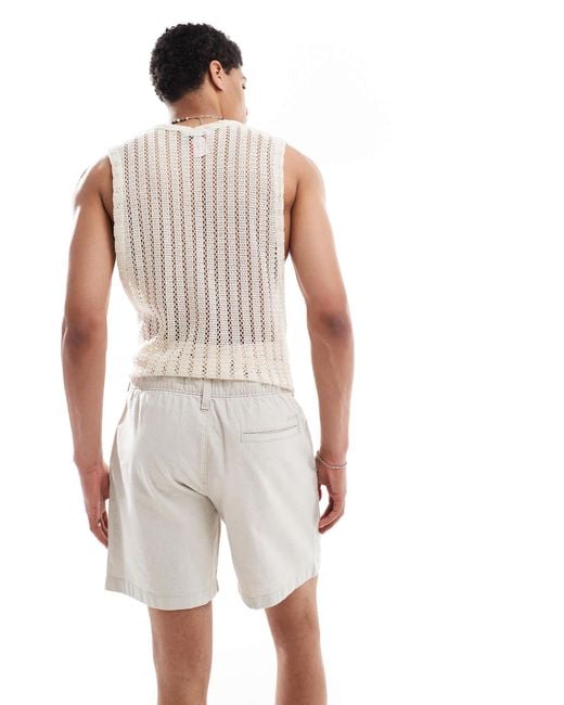 Hollister White Linen Above The Knee Short for men