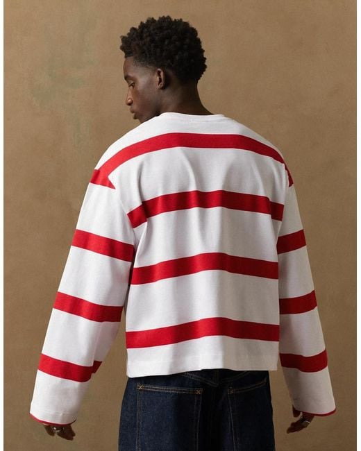 Bershka Red Long Sleeve Print T-shirt for men