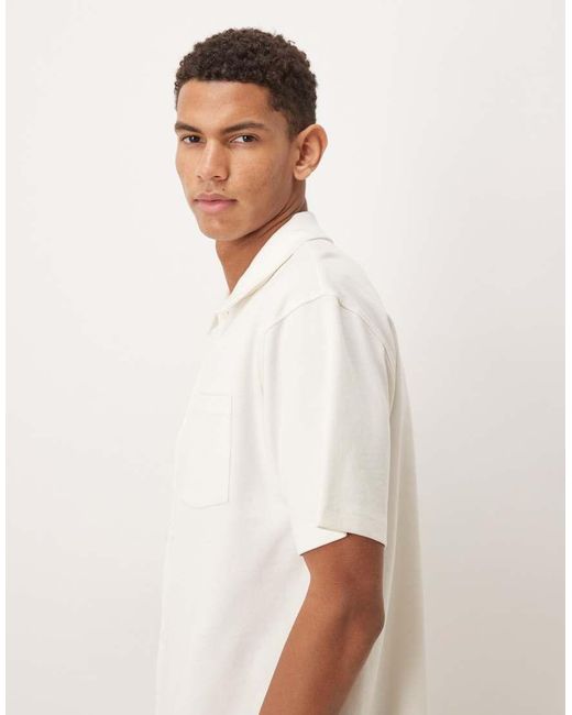 ASOS White Circular Design Collection Super Heavyweight Relaxed Polo Shirt for men