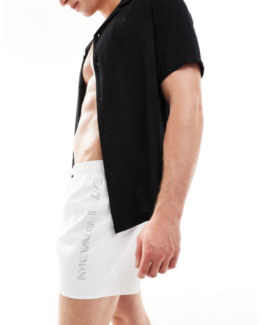 Armani - pantaloncini da bagno bianchi con logo laterale verticale di EA7 in White da Uomo