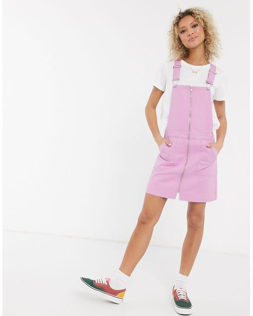 purple dungaree dress