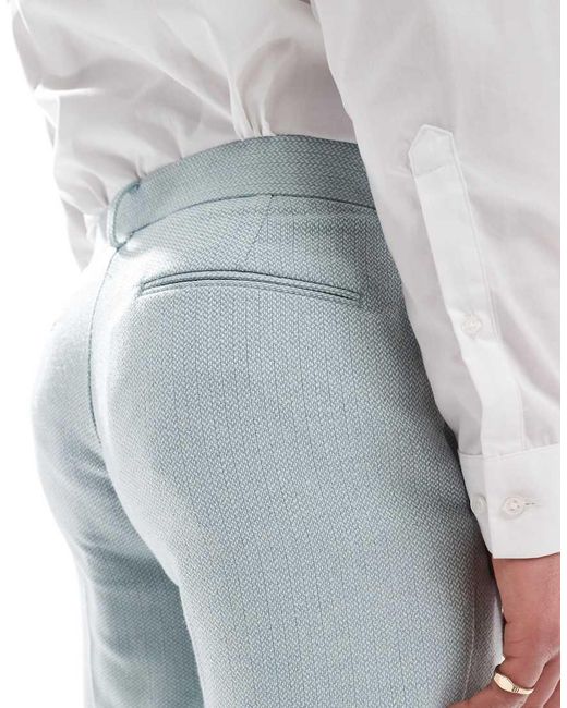 ASOS Blue Wool Blend Straight Suit Trousers for men