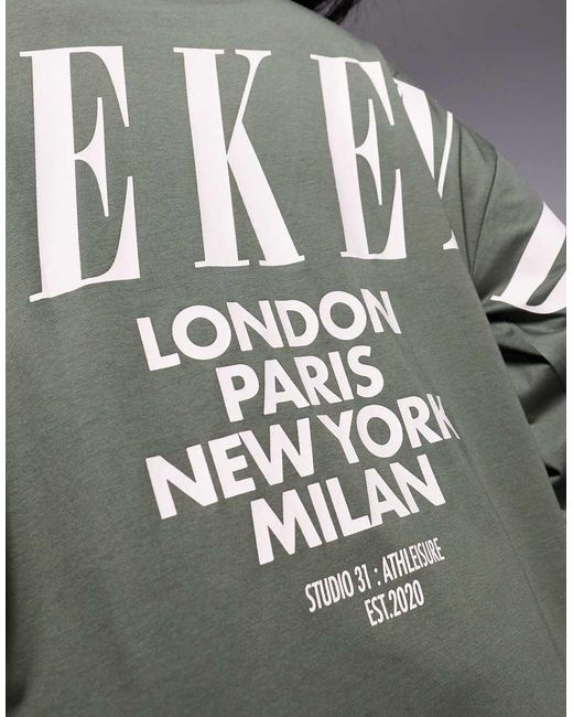 ASOS Gray Weekend Collective Icon Oversized Long Sleeve T-shirt With Stacked Back Logo
