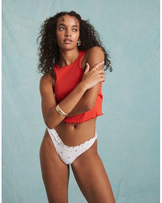 Miss Selfridge Red – bikinihose mit kirsch-print
