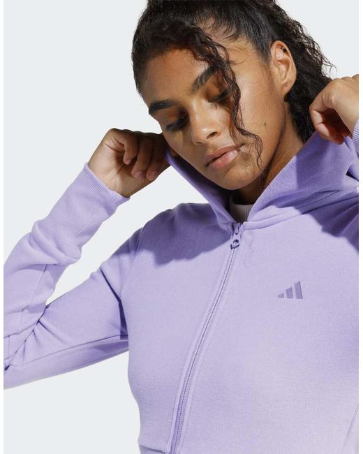 Adidas Originals Purple Seasonal Essentials French Terry Full-Zip Hoodie