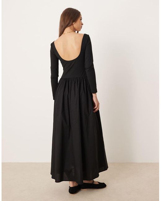 ASOS Black Long Sleeve Hybrid Midi Dress