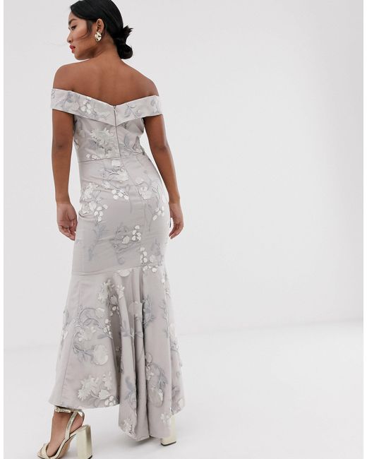 bardot fishtail wedding dress