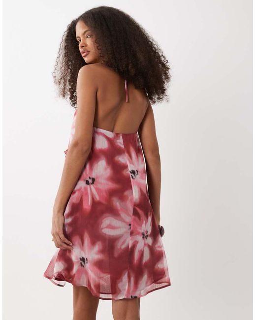 Mango Red Teen Ruffle Halterneck Mini Dress
