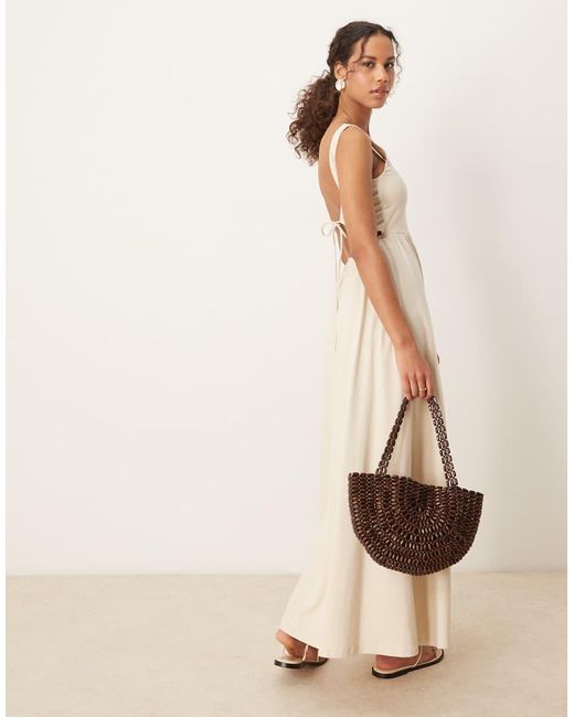 ASOS Natural Square Neck Micro Bust Maxi Dress