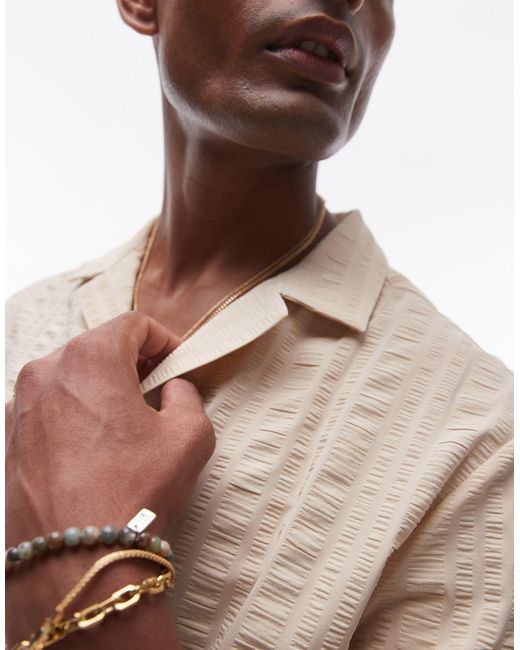 Chemise à manches courtes en crépon rayé Topman pour homme en coloris Natural