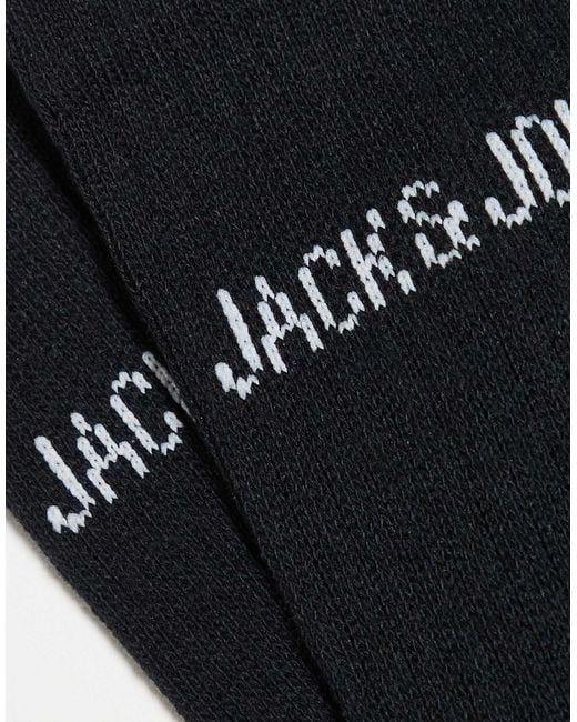 Jack & Jones Black 9 Pack Ribbed Logo Socks for men