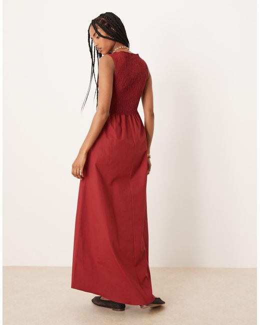 Robe longue avec corsage froncé ASOS en coloris Red
