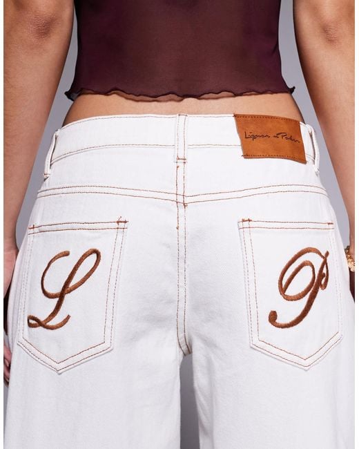 Liquor N Poker Purple baggy Jeans With Tie Front Detail